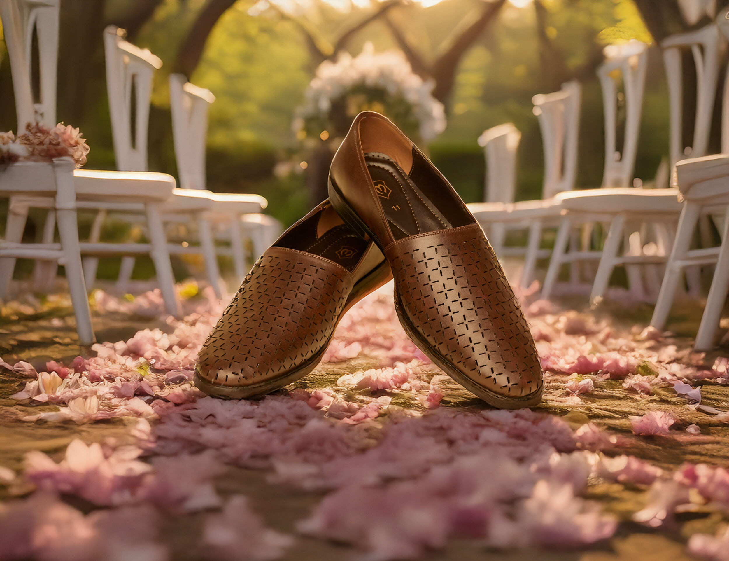 A elegant pattern brown jutti for men wedding